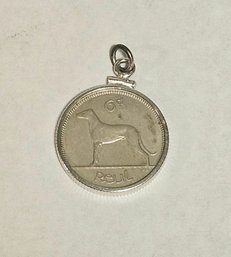 1947 Ireland Sixpence Dog Coin Pendant