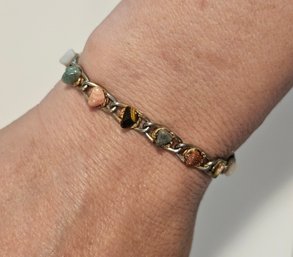 Delicate Vintage Multi Genuine Stone Accented Bracelet