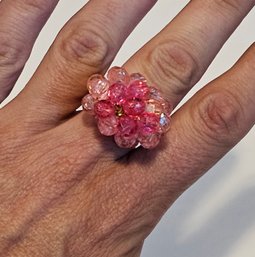 Barbie Pink Midcentury Beaded Ring