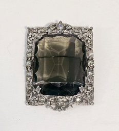 STUNNER Vintage Pendant Or Brooch Cut Glass Smokey Topaz Look