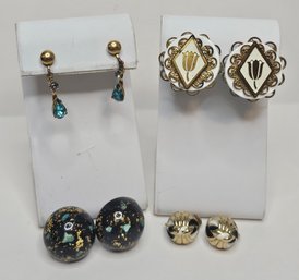 Vintage Screwback Earrings Including 1940s Confetti And Accesocrafts
