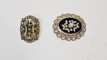 Baroque Style Vintage Pendant Slider And Pendant Brooch With Seed Pearls