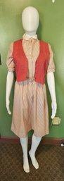 Vintage JT Dress Co Of California Belted Dress With Matching Removable Vest
