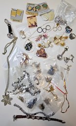 Vintage Jewelry Bundle Earrings, Necklaces, Brooches, Rings