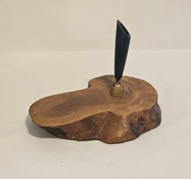 Fancy Midcentury Mod Burlwood Desk Pen Holder