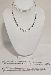 Dainty Vintage Silvertone Necklaces Including Shelley Renee Rhinestone