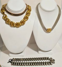 Vintage Statement Gold And Silver Tone Necklaces