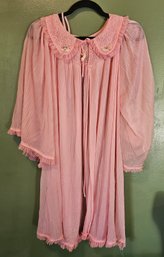 Vintage Pink Ruffled Bed Coat Robe