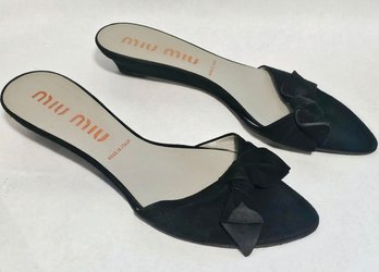 Miu Miu Italy Suede Small Wedge Sandals Size 37