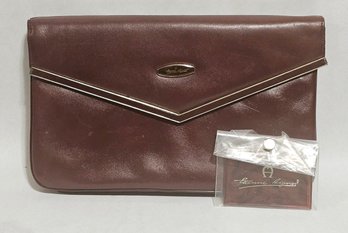 Vintage Etienne Aigner Handmade Burgundy Leather Clutch