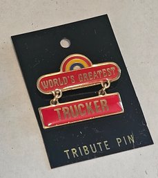 Who Else Will Have A 1970s Rainbow World's Greatest Trucker Pin NOS