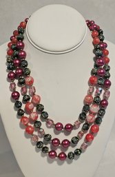 Midcentury Triple Strand Beaded Necklace THE COLORS