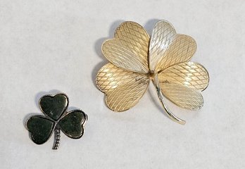 Midcentury Giovanni 4 Leaf Clover Brooch And Clover Brooch