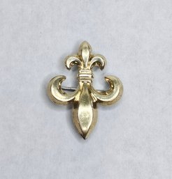 Symetallic Sterling Silver And 14k Gold Fleur De Lis Brooch Pendant