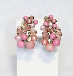 KAUFMAN & RUDERMAN, INC. NY, NY Karu Arke 1950s Barbie Pink Beaded Ear Climber Earrings