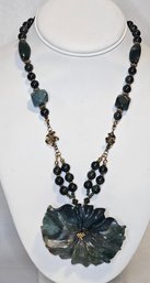 OOAK 24kt Gold Over Sterling, Jasper, And Nephrite Jade Necklace