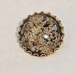 Vintage Dried Flower Gold Tone Brooch