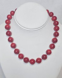 Coral Red South Sea Shell Pearls And Sterling Silver Necklace