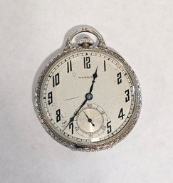 Vintage Hamilton Engraved Silver Tone Pocket Watch