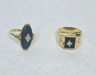 Vintage Avon And More Goldtone And Black Rings