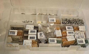 Storage Container Of Beads And Pewter Charms 14x9x2'