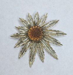 Vintage Sarah Coventry Large Sunflower Brooch Or Pendant