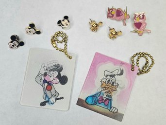 Vintage Walt Disney World Hologram Id Tags Mickey Mouse Earrings And More