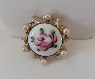 Vintage 40s-50s Coro Guilloche Rose Brooch Excellent Condition