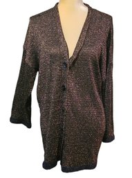 Zara Knit Gold Threaded Cardigan Sweater Medium