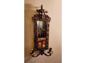 Ornate Vintage Brass Dragon Wall Sconce Mirror