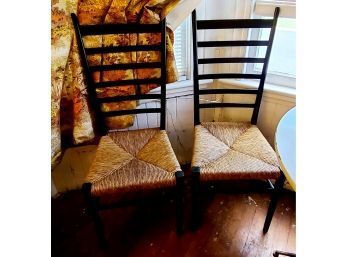 2 Vintage Wicker And Wood Chairs