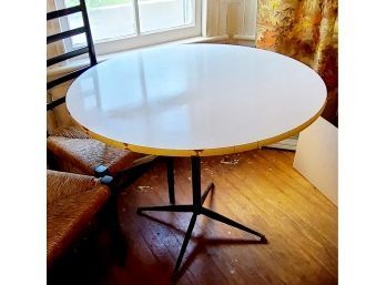 Vintage Round Formica Tabletop With Metal Base