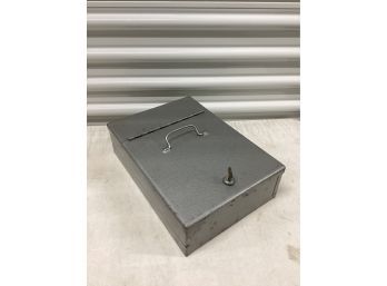 Vintage Metal Lock Box With Key