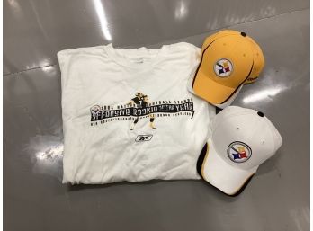 NWT Pittsburgh Steelers Hats And 2004 Roethlisberger T-Shirt Size 2xl