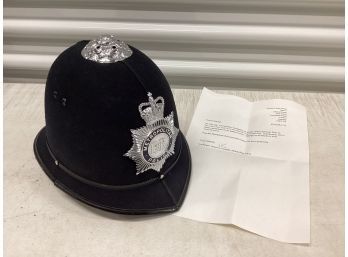 London Metropolitan Police Beat Duty Helmut With Letter