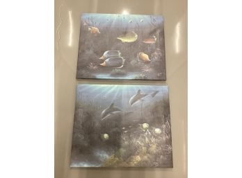 Pair Of Ocean Prints On Canvas