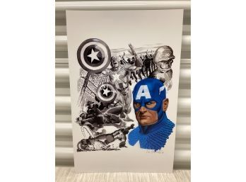 Numbered 10/100 Ink Signed Ken Branch Captain America Print