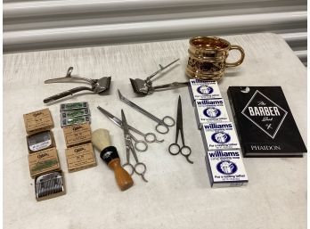 Large Lot Of Vintage Barber Tools And More