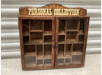 Vintage Two Door Wood Curio Cabinet