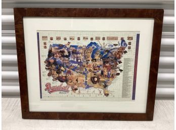 Baseball Stadiums Art Map Framed Puzzle