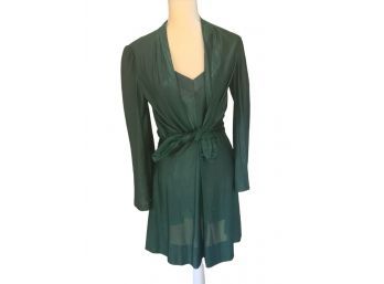 DISCO TIME Handmade AMAZING Green Lame Slip Dress Dress And Cardigan