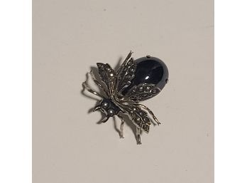 Vintage West Germany Bee With Cabochon Brooch