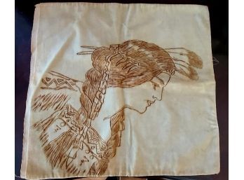 Vintage Handpainted Native American Unfinished Pillowcase