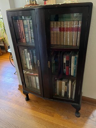 Small Antique Bookcase With Glass Doors 44 Inch High