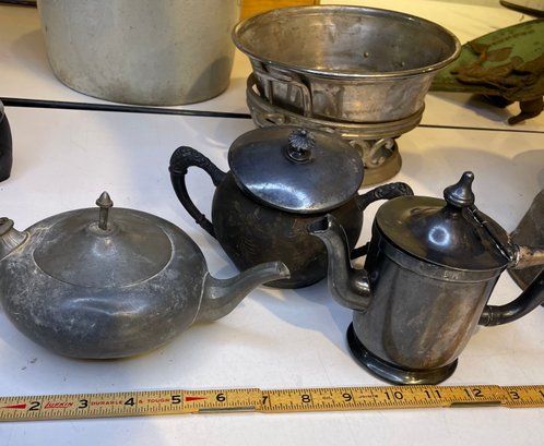 A Collection Of Pewter, Silver Plate And Silver Items