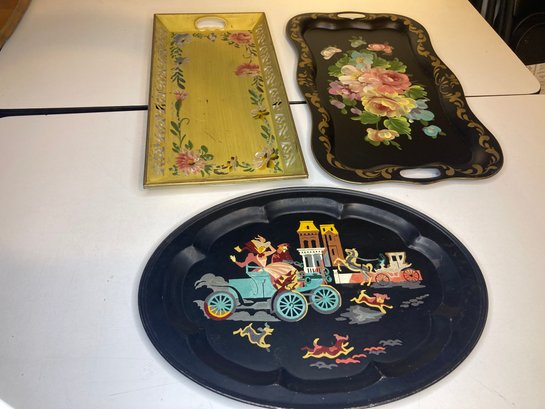 Large  Vintage  Painted Serving Plates