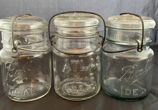 4 Vintage Glass Jars