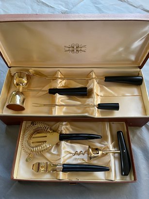 Vintage Bar Tools In A Deluxe Satin Lined Box