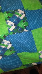 Handmade Blue And Green  Twin Quilt