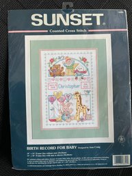 Sunset Counted Cross Stitch Baby Birth Record Kit